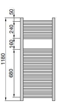 Zehnder Impa törölközőszárítós radiátor 500x1180 egyenes fehér szögletes IMP-120-050 műszaki adatlap